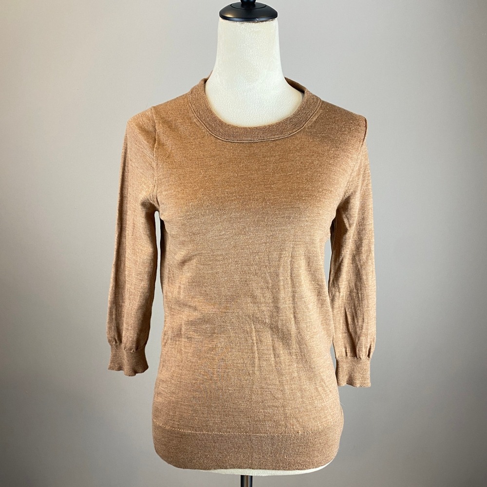 J Crew Merino Wool Tippi Sweater Women's Size M Brown 100% Wool Flaw